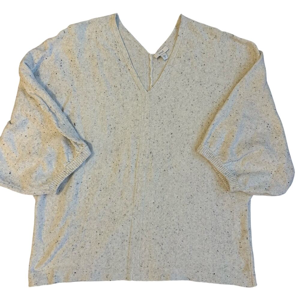 Purejill Cream, V-Neck, Short Sleeve, Winged, Knit Top- M